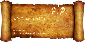 Háder Pál névjegykártya